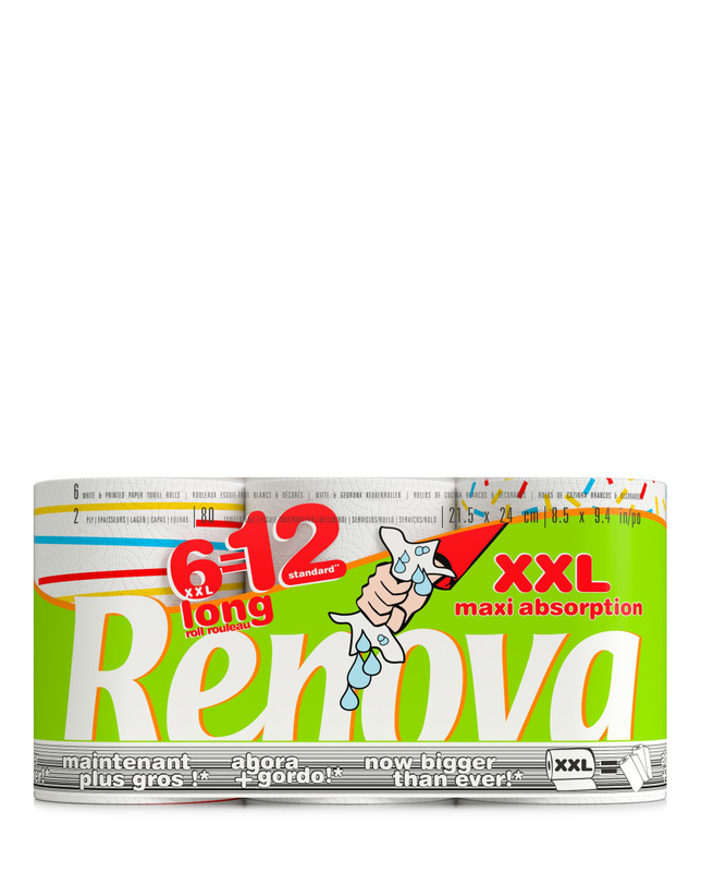 Renova rouleau d'essuie-tout Maxi Absorption XXL, 2 plis, 80 feuilles par  rouleau, paquet de 6 rouleaux