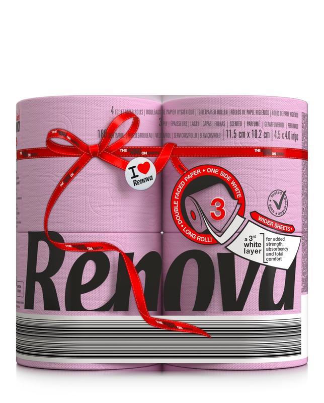 Papel higiênico Renova Red Label Maxi, rosa