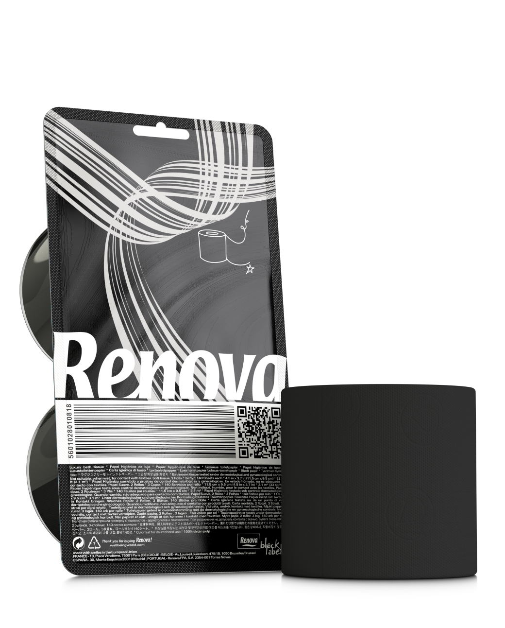 RENOVA | Papier toilette Noir 6x12 | Papier toilette