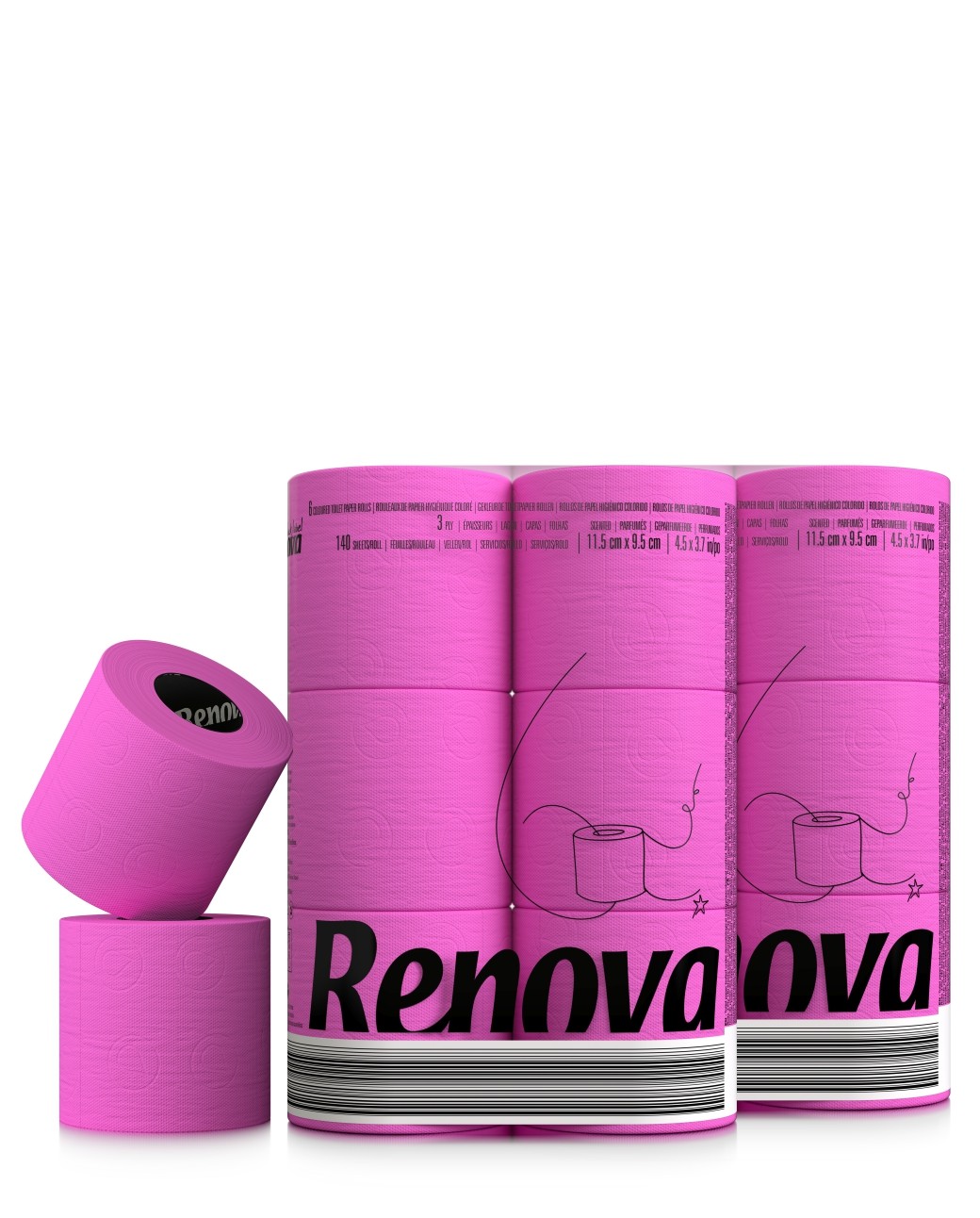 Розовая туалетная бумага. Туалетная бумага Renova 2 слоя 6 рулонов, оранжевая.
