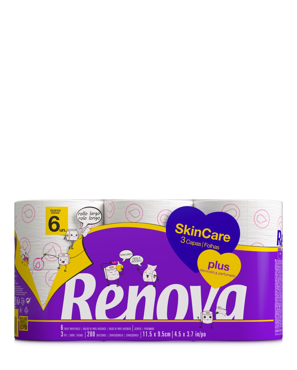 RENOVA SkinCare Papier hygiénique 3 plis blancs, 24 rouleaux
