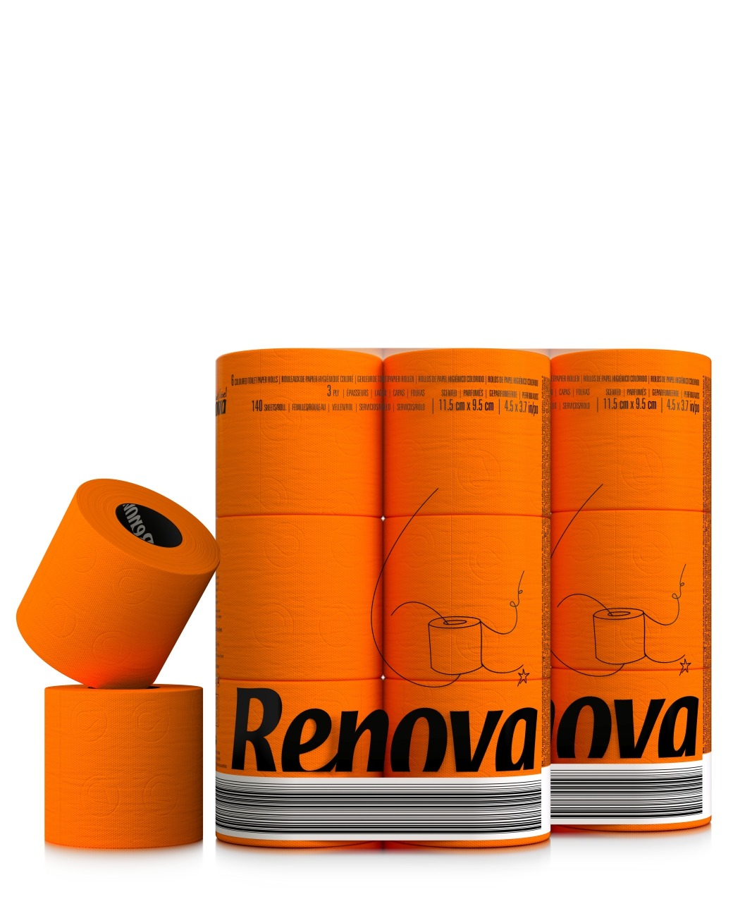 RENOVA | Orange Toilet Paper 6x24 | Toilet Paper